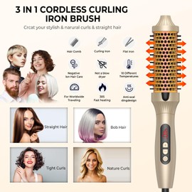 Thermal Brush, 1 1/2 inch Heated Round Brush, Curling Iron Heated Round Curling Volumizing, The Ceramic Barrel Heats up 30S, LCD Display 10 Temperatures frizz-Free Curls The Ionic
