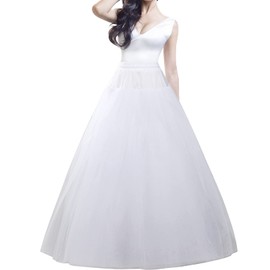 MeiLiMiYu Hoopless Petticoat Crinoline Underskirt Skirt 6 Layers Floor Length Ball Gown Petticoat Underskirt Slip for Wedding Dress