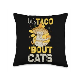 Taco Lover und Mexican Themed Party Supplies Let's Bout Tuesday Taco Cat Shirt Throw Pillow, 16x16, Multicolor