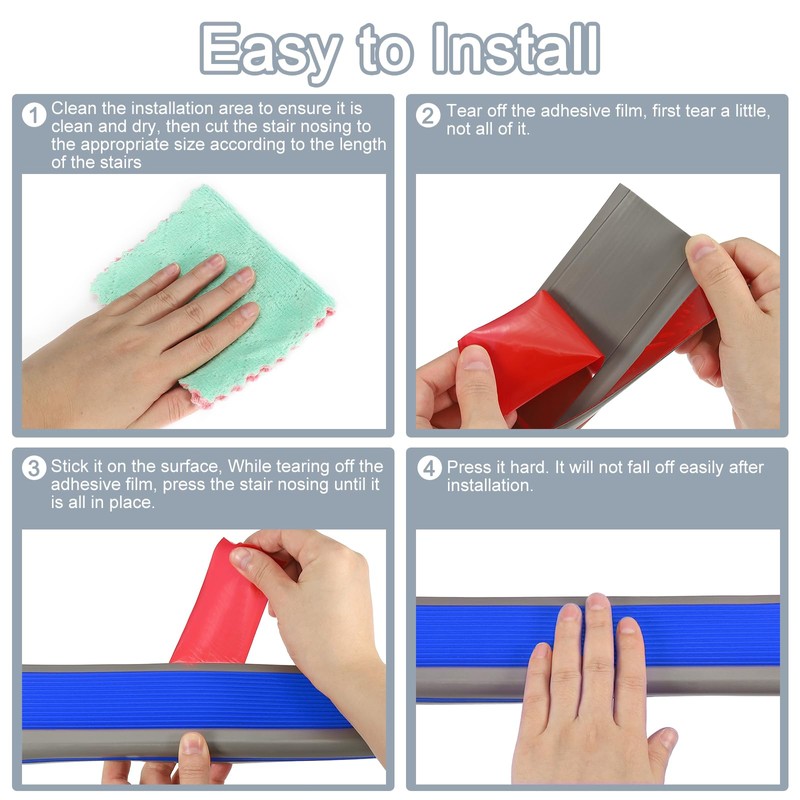uxcell 3.2Ft Stair Nosing, 3cm PVC Self Adhesive Stair Edges