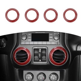 RT-TCZ para Jeep JK Air AC Ventiladores cubierta anillos de fibra de carbono roja para Jeep Wrangler JK JKU 2011-2017 Accesorios interiores de fibra de carbono roja 4 piezas