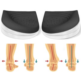Skyfoot 3 Layers Adjustable Heel Wedge Inserts for Supination & Pronation Correction, Adhesive Medial & Lateral Heel Insoles for Bow Legs, Knee Pain, Foot Alignment (S: W 4-6.5, M 5-6.5, Black)