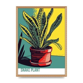 Lithobee - Serpentine Stories Vibrant Snake Plant Home Wall Art Prints - A2 Gold Ornate Frame