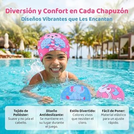 PartyKindom 3 Piezas Gorro de Baño Infantil de Tela Gorro de Natación para Niños Nadar Bebé Piscina Sirena Antideslizante Niño Pequeño Poliéster Gorra