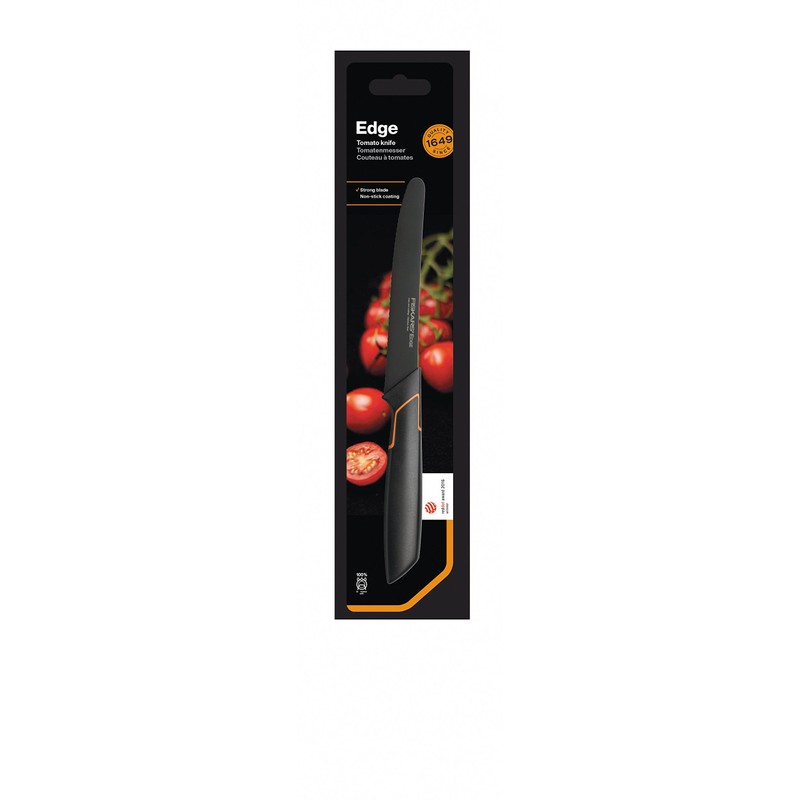 Fiskars Tomatenmesser, Modernes Design, Gezahnte Klinge, Gesamtlänge: 25 cm, Qualitätsstahl/Kunststoff,