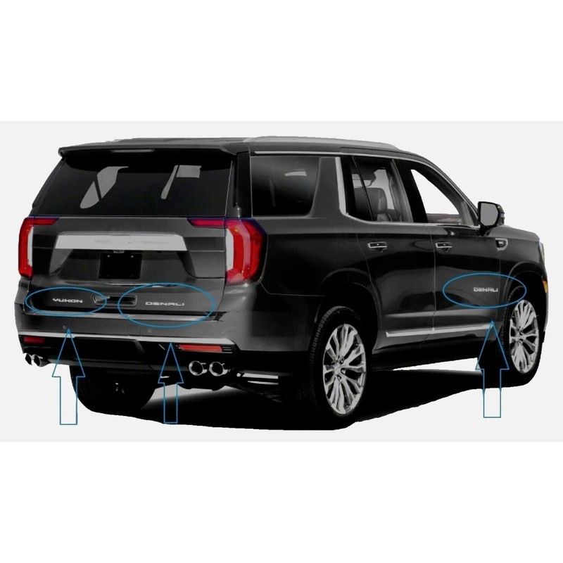 Xpipnns 4pcs Set Matte Black Door Rear Denali Yukon Emblems