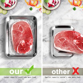 HULISEN Breading Trays Set of 3, Large Stainless Steel Breading Pans for Dredging Chicken Breasts and Marinating Meat, Interlocking Food Prep Trays for Coating Fish and Breadcrumb Dishes, Oven Safe