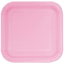 Unique 30881EU Square Environmentally Friendly Paper Plates, 23 cm, Light Pink Colour Pack of 14, Light Pink, Pack of 14 (1 Pack)