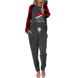MSONWANY Christmas Pajamas Set Two Piece Outfits for Women Sweatsuits Sets Lounge Suit Jogger Tracksuit Set