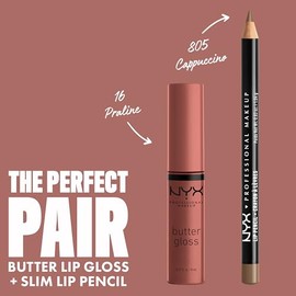 NYX MAQUILLAJE PROFESIONAL Brillo de mantequilla, brillo de labios no pegajoso - Praline (Deep Nude)