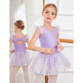 Zaclotre Girls Ballet Ruffle Short Sleeve Skirted Leotards with Tutus Skirt Dance Dress Ballerina Outfits