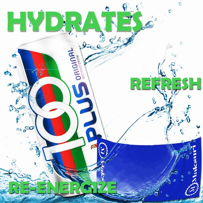 100 PLUS Isotonic Sports Drinks Hydration Maksuri Gym Towel Set