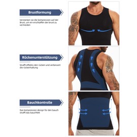 MISS MOLY Shapewear Men's Compression Shirt Men's Sleeveless Body Shaper Elastic Tummy Control Undershirt Men's Tank Top Figure Shaping Tummy Control Shirt Men's Vest, black