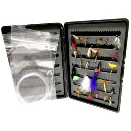 Fishing Flies Set of 25 fly selection Season set in box with Leaders