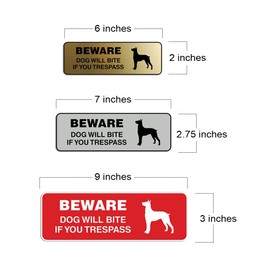 Standard Beware Dog Will Bite Sign (Red) - Large