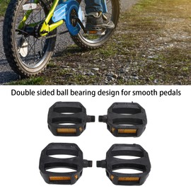 Kids Bike Pedals, Bike Pedals 4pcs Nylon Plastic Anti Slip Children Bike Pedal 12mm Thread Replacement Bike Pedals with Reflective Strip for Children Bike