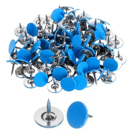 sourcing map 100Pcs Upholstery Tacks, 11mmx10mm Flat Head Thumb Tack Decorative Furniture Nails Push Pins for Furniture Sofa Headboards, Blue