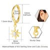 Tiny Cubic Zirconia Starburst Dangle Hoop Earrings Sterling Silver Gold