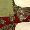 Sweet Us Rectangle Cotton Linen Tablecloth Green, Crimson Red Floral