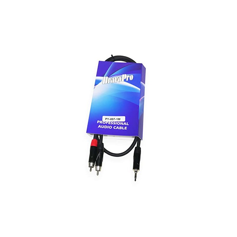 BravoPro PY007-01 1M Y Cable 3.5mm TRS Jack Plug to