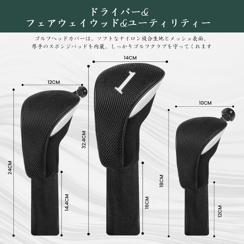 Golf Head Covers 3pcs/4pcs Golf Club Head Covers Lightweight Dustproof