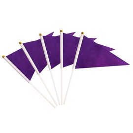 50 Pack Purple Pennant Small Mini Flags On Sticks,Hand Held Solid Purple Pennant DIY Graffiti Flag,Party Events Celebration,School,Grand Opening,Kids Birthday,Sports Clubs,Flower Pot