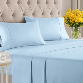 400 Thread Count Cotton - Queen Size Sheet Set - 100% Cotton Bed Sheets - 400-Thread-Count - Sateen Cotton - Deep Pocket Silky & Soft Cotton - Hotel Quality Cotton Sheet for Queen Beds