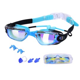 Swimming Goggles for Children - Anti Fog Pool Goggles with Earplugs,UV Protection Water Sports Eyewear, Swimming Glasses for Child 2-12