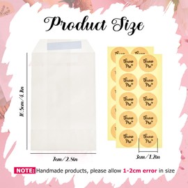 50 Sets Wedding Confetti Bags Kit Include 50 Pieces 70 x 105 mm Wedding Confetti Glassine Bags Wedding Favor Bags and 50 Pieces Kraft Brown Wedding Confetti Stickers for Wedding (Stylish Style)