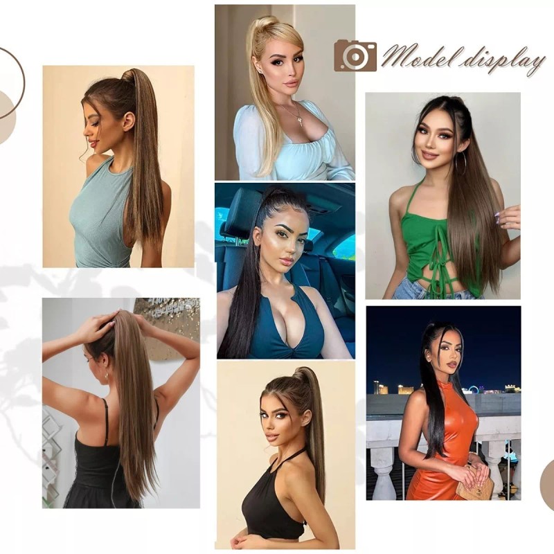 Felendy Extensiones De Cola De Caballo Clip Garra Recta 21