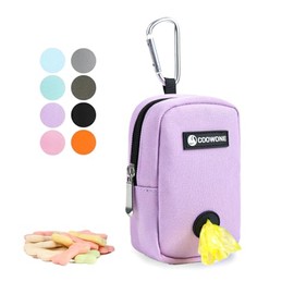 Bolsa pequeña para golosinas con dispensador de bolsas para perros, bolsas portátiles para caminar, color morado