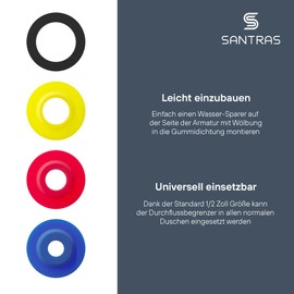 Santras® Flow Limiter for Shower Hose to Save Water - Saving Insert as Water Limiter in the Shower