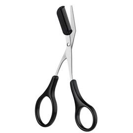 1PCS Stainless Steel Curved Eyebrow Shear Scissors with Detachable Plastic Comb Hair Remove Tool for Women and Men(Black)