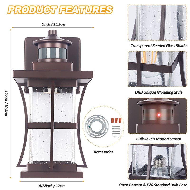Motion Sensor Outdoor Lights - Oil Rubbed Bronze Dusk to