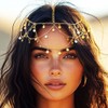 Kilshye Boho Sequin Head Chain Gold Headpiece Festival Headband for