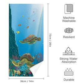 Bapcoku Sea Turtles Hand Towels for Bathroom Blue 14x28 Inch, Nautical Decor Beach Bath Towels Set of 2 for Farmhouse Gym Kitchen Hotel Home Decorations