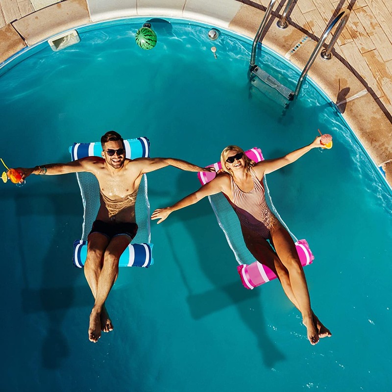 LATERN 2Pcs 130CM Swimming Pool Float Hammock, 4-in-1 Saddle/Lounge Chair/Hammock/Drifter