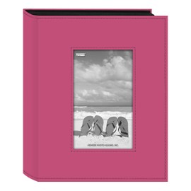 Pioneer FRM-246CPK Sewn Leatherette Frame Photo Album, Bright Pink