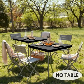 LUSHVIDA - Juego de 4 manteles de vinilo con respaldo de franela de 36 x 36 pulgadas, funda de mesa de plástico impermeable para mantel cuadrado plegable con bordes elásticos, color negro