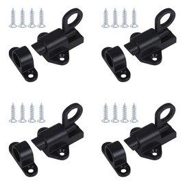 Sixfolo Pack of 4 Automatic Locking Door Bolts Aluminium Spring Lock Small Safety Rebound Bounce Door Bolt with Screws for Small Doors, Windows, Wooden Doors, Cabinet Doors (Black)