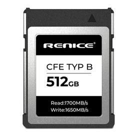 RENICE CFexpress Type B 512GB High Performance Memory Card 1700MB/s Max Write 1650MB/s PCIe Gen3.0x2 NVMe 1.3 Ultra Low Power Consumption Supports 4K/6K/8K Recording for EOSR3 R5 R5C C300 1DX C500 Z9