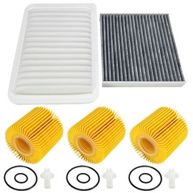 04152-YZZA1 Engine & Cabin Air Filter & 3 Pack Oil Filters Fit for Camry