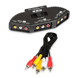 Fosmon AV Selector Switcher, 3 Inputs, 1 Output, 3 Ports, RCA Switch + RCA Composite AV Cable Included (3 Inputs, 1 Output)