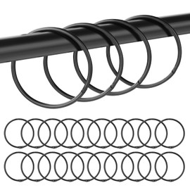 Mafegu 20Pcs Shower Curtain Hooks,Metal Round Shower Curtain Hooks Roman Rings Rustproof Decorative Shower Curtain Rings for Bathroom, Bathtub, Window, Balcony (20, Black)