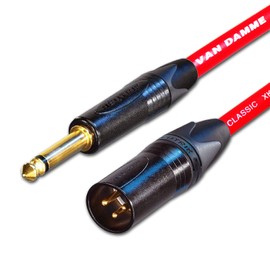 Van Damme & Neutrik 1/4-Inch Mono Jack To Male XLR Guitar To Balanced Input Cable, Red, 50 cm