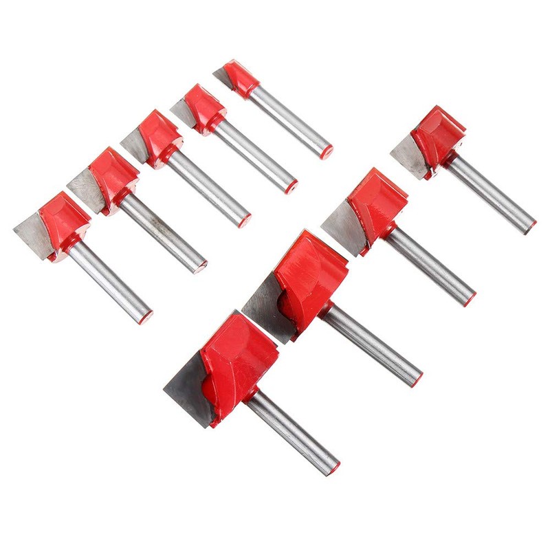 Bestgle 9pcs 6mm Shank Surface Planing Bottom Cleaning Router Bits