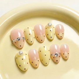 Honey Butter Lemon Handmade Nail Tips - Oval / 허니버터 레몬 수제네일팁 - 오벌