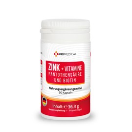 Zinc + Vitamin B5 + Vitamin B7 Capsules, 3 Month Pack Primedical 1 x 90 Capsules