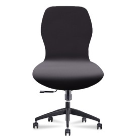 Deisy Dee Velvet Stretch Armless Office Chair Covers - Colorful Stretch Slipcover for Desk Chairs (Black)