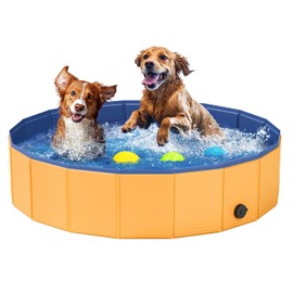 Foldable Dog Pool, Pet Swimming Pool, Pet Outdoor Bathing Tub, Dog Bath Pool, Protective Lining 47"